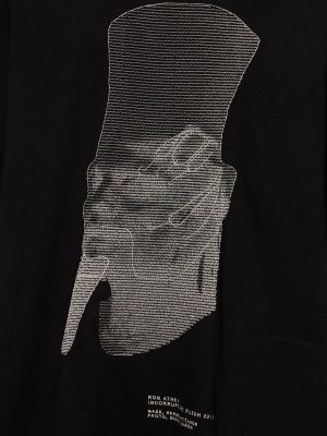 Camiseta con bordado con perlas de algodón Rick Owens negro