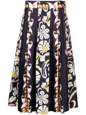 Svilena suknja s cvjetnim printom s printom Tory Burch crna