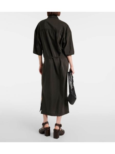 Svilena midi haljina Lemaire smeđa