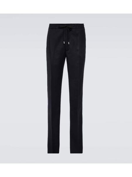 Pantalon en laine en cachemire Lardini bleu