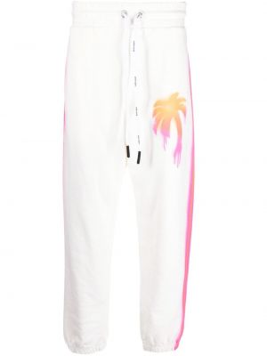 Bavlněné sportovní kalhoty Palm Angels bílé