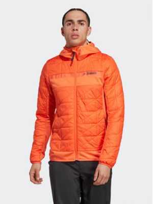 Zateplená slim fit priliehavá športová bunda Adidas - oranžová