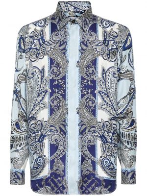 Hodvábna košeľa s potlačou s paisley vzorom Philipp Plein modrá