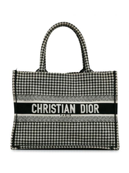 Shopper torbica s houndstooth uzorkom Christian Dior Pre-owned crna