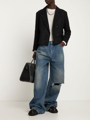 Jeans en coton oversize large Flâneur bleu