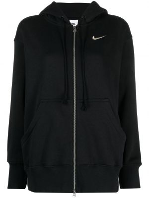 Mikina s kapucí s výšivkou na zip Nike černá