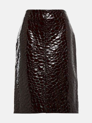 Kožená sukně Bottega Veneta hnědé
