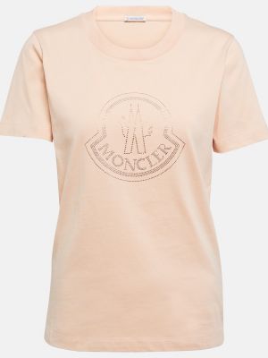 T-shirt en coton à imprimé Moncler beige