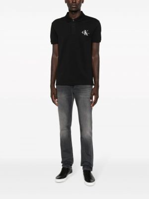 Polo en coton à imprimé Calvin Klein Jeans noir