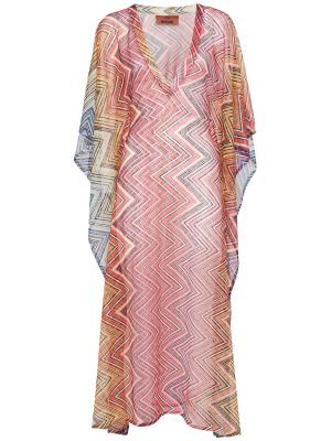 Sukienka długa z nadrukiem z dekoltem w serek Missoni