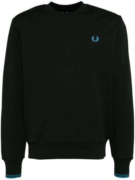 Pamuklu işlemeli sweatshirt Fred Perry yeşil