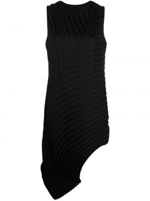 Plisované asymetrické midi šaty Issey Miyake černé