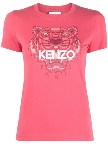 Tigerstripete trykt bomull t-skjorte Kenzo rosa