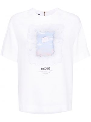 Krepp t-shirt mit print Moschino weiß