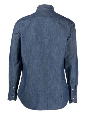 Péřová džínová košile Tintoria Mattei modrá