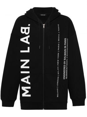 Mikina s kapucí na zip Balmain černá