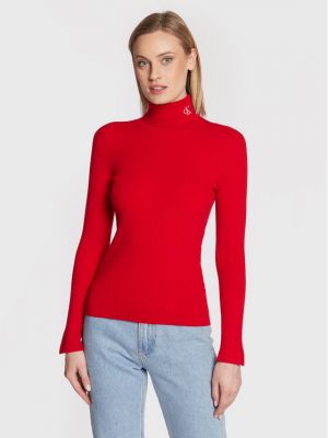 Поло slim Calvin Klein Jeans червено