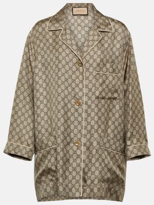 Oversized svilena srajca Gucci rjava