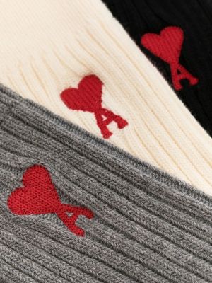 Ponožky s výšivkou Ami Paris černé