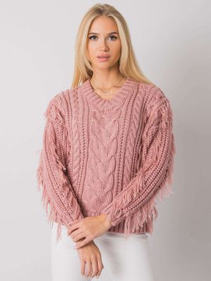 Džemperis ar bārkstīm Fashionhunters rozā