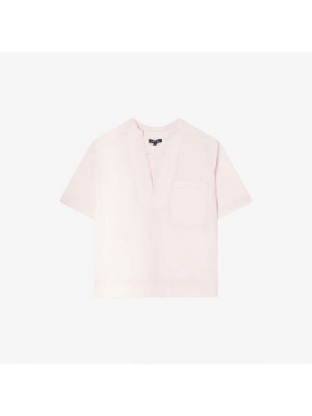 Хлопковая блузка с v-образным вырезом свободного кроя Soeur розовая