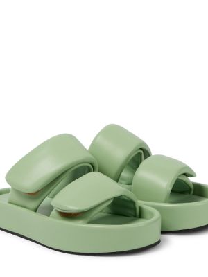 Sandales en cuir matelassées Dries Van Noten vert