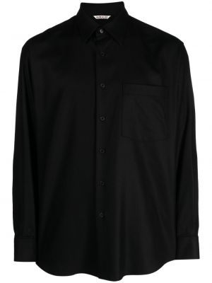 Vlnená košeľa Auralee čierna