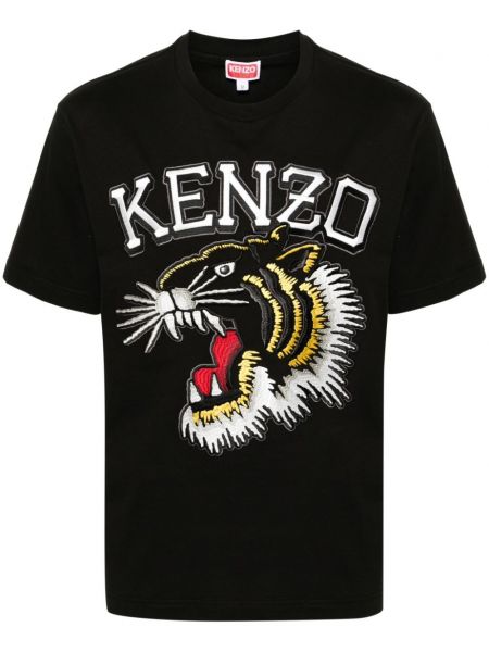 T-shirt di cotone a righe tigrate Kenzo nero