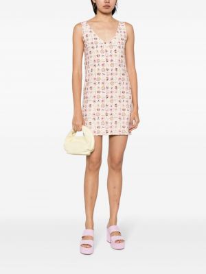 Sukienka bez rękawów z nadrukiem w serca Chanel Pre-owned różowa