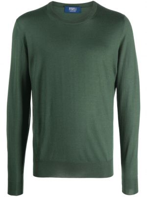 Пуловер от джърси с кръгло деколте Fedeli зелено