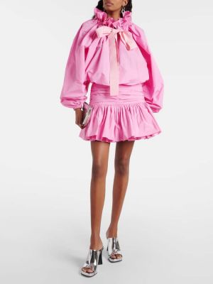Φούστα mini με ψηλή μέση με βολάν Patou ροζ