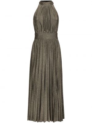 Plisované hedvábné večerní šaty Dolce & Gabbana stříbrné