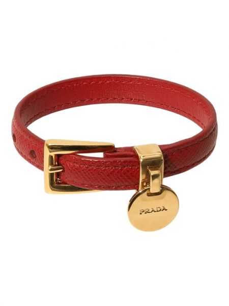 Кожаный браслет Prada красный
