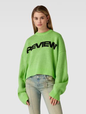 Dzianinowy sweter oversize Review Female zielony