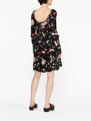 Květinové mini šaty s potiskem Paco Rabanne černé