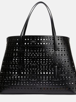 Кожени шопинг чанта Alaã¯a черно