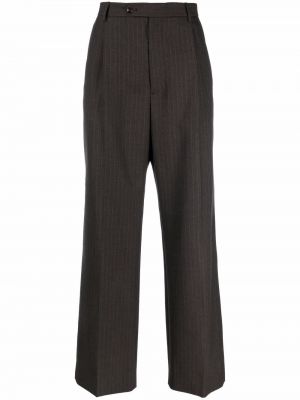Pruhované vlněné rovné kalhoty Gucci šedé