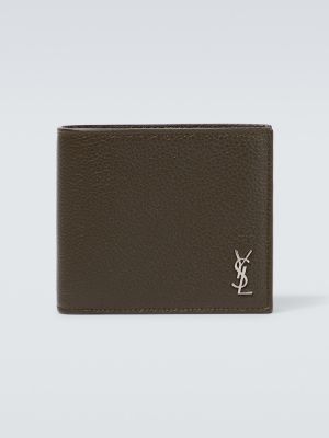 Kožená kožená peňaženka Saint Laurent zelená
