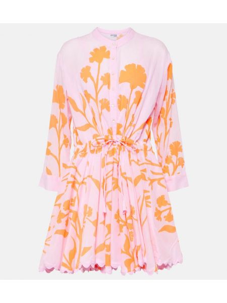 Φλοράλ βαμβακερή φόρεμα Juliet Dunn ροζ