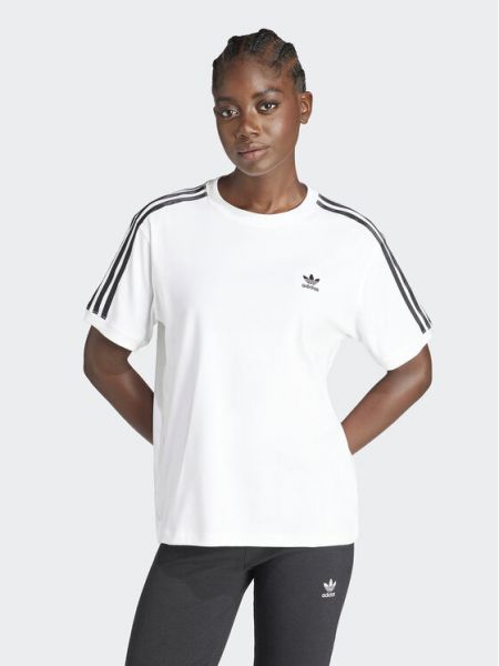 Pruhované priliehavé tričko Adidas biela