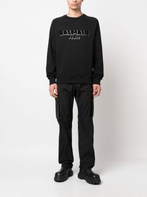 Sweatshirt mit print mit rundem ausschnitt Balmain schwarz