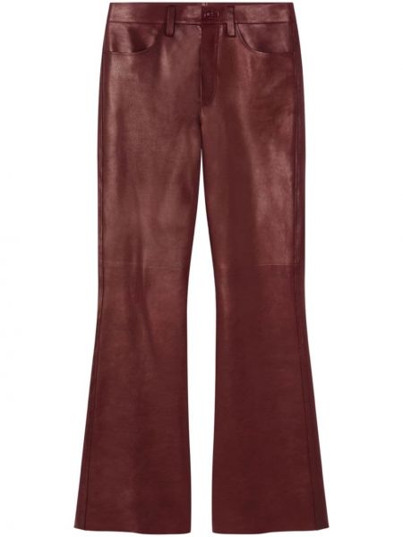 Pantaloni cu picior drept din piele Versace bordo