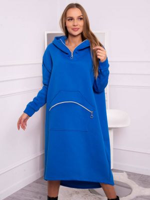 Zateplené šaty s kapucňou Kesi modrá