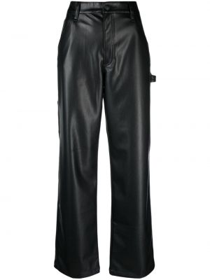 Pantaloni din piele cu croială lejeră din piele ecologică Rag & Bone negru