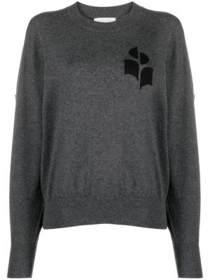 Maglione con stampa con scollo tondo Marant étoile grigio