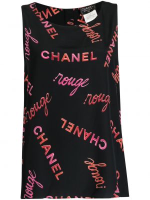 Bluză de mătase fără mâneci cu imagine Chanel Pre-owned