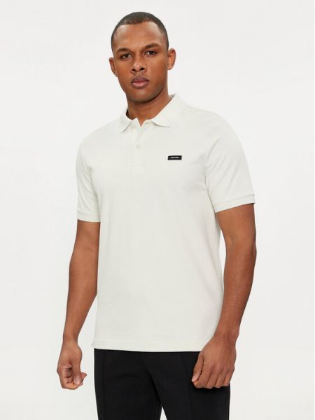 Polo marškinėliai slim fit Calvin Klein smėlinė