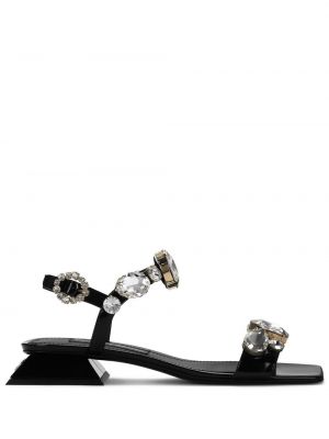 Czarne sandały z kryształkami Dolce And Gabbana