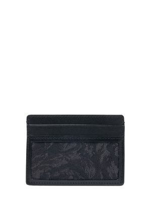 Жакардово кожено портмоне Versace черно