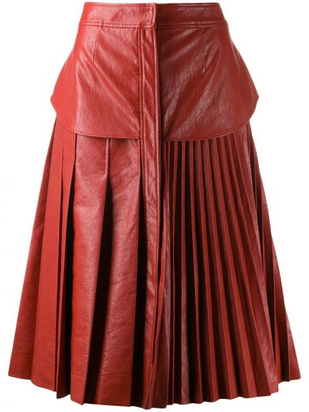 Кожаная плиссированная юбка Cédric Charlier, оранжевая